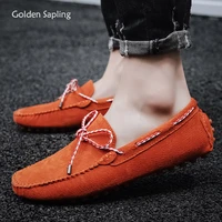 golden sapling retro mens casual shoes genuine leather male loafers breathable slip on leisure flats classic men driving shoes
