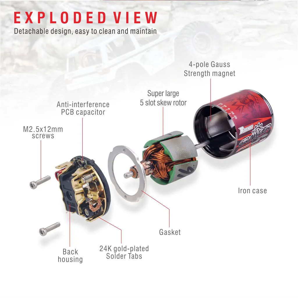 

Surpass hobby Rocket 540Plus Brushed motor 13T 16T 20T 5-Slot W/80A ESC for Axial TRAXXAS WLTOYS 1/10 RC Clawler Car