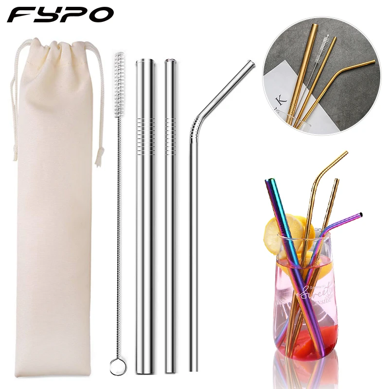Fypo питьевой набор соломинок аксессуары для бара многоразовые из нержавеющей