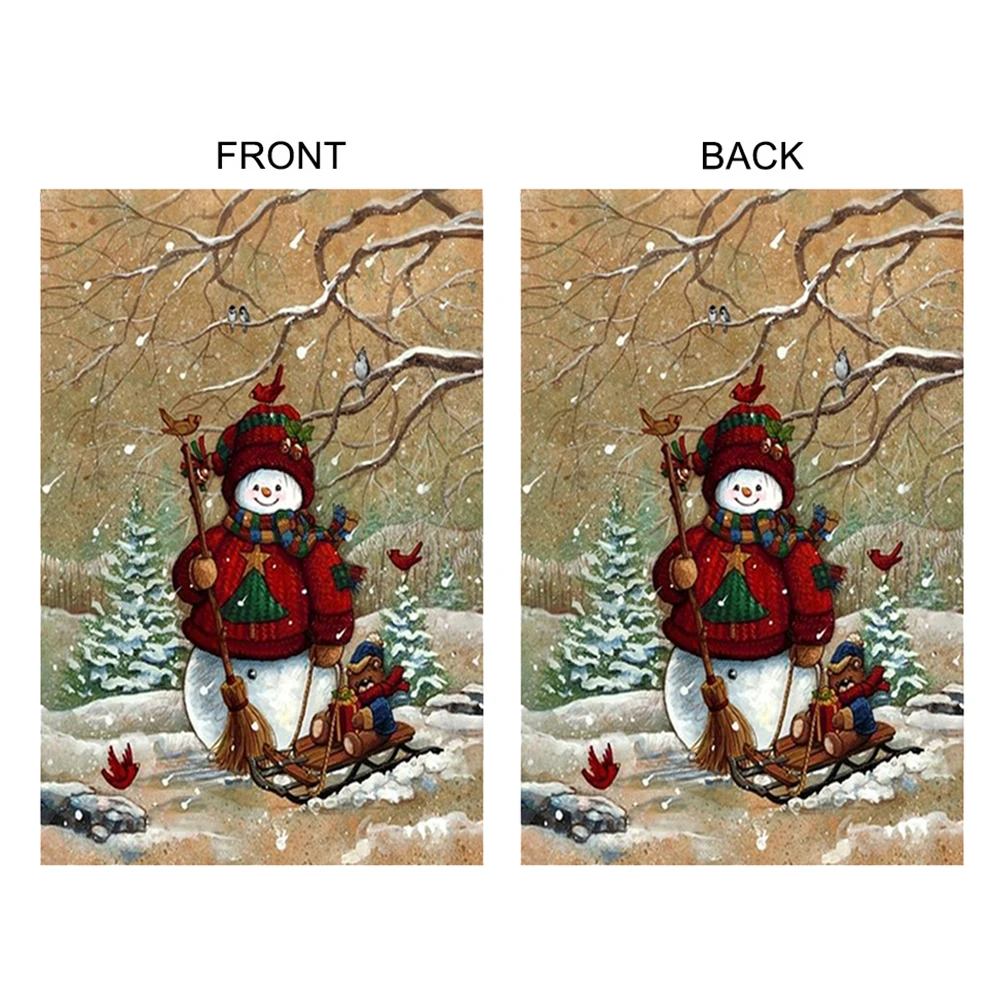 Snowman Garden Flags Rustic Christmas Burlap Double Side Outdoor Winter Signs Decorations Flag New N6 | Дом и сад