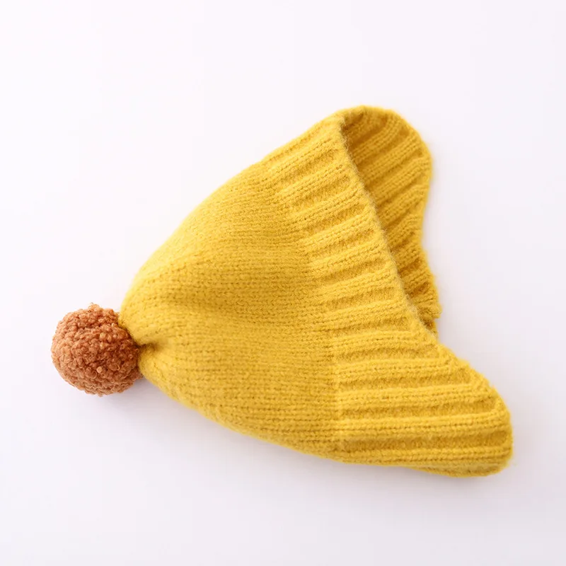 

Knitted Kids Beanie Cap Infant Baby Boy Girl Candy Color Hat Warm Children Baby Autumn Winter Girls Wool Ball Hat For Toddler