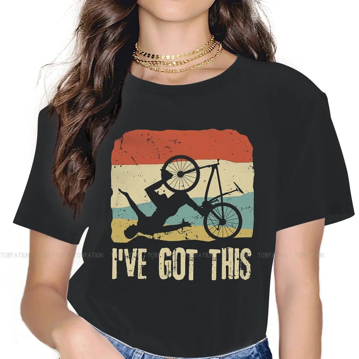 

Футболка женская с принтом горного велосипеда, 4XL, 5XL