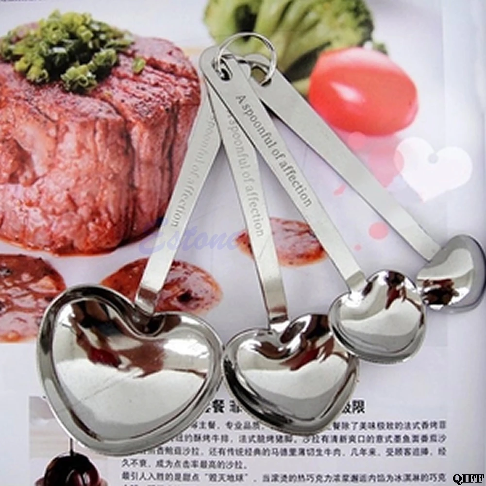Стальные в форме сердца мерные чашки мерная ложка кухонные инструменты измерение набор инструментов для выпечки Кофе Чай