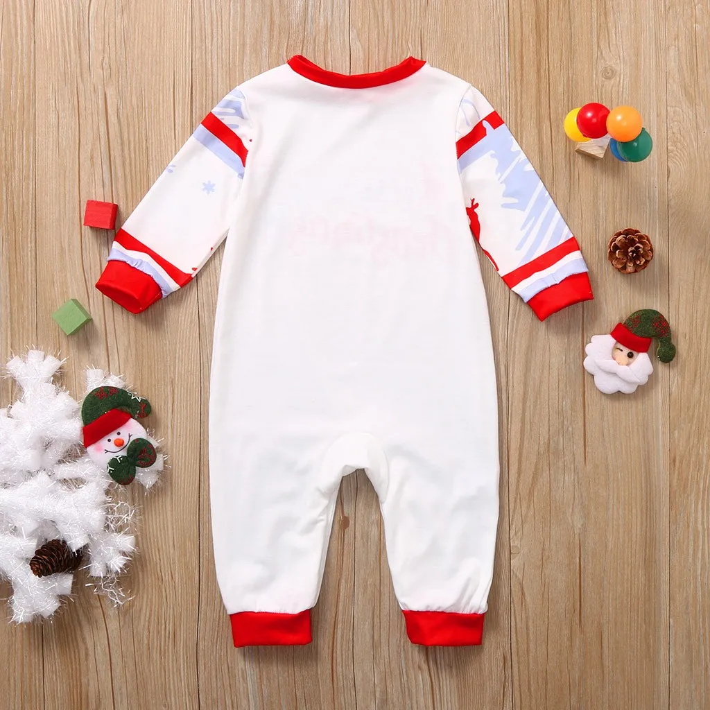 Рождественская одежда для малышей комбинезон с надписью и принтом оленя dziecko