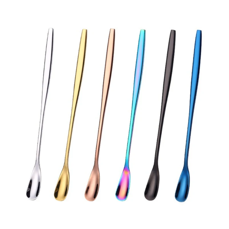 6 Colors Stirring Spoon Creative Long Handle Thick Solid Small Dessert Coffee Ice Kitchen Accessories |