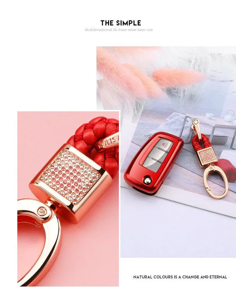 

Red Soft TPU Remote Smart Key Case Cover Full protection For Nissan X-Trail