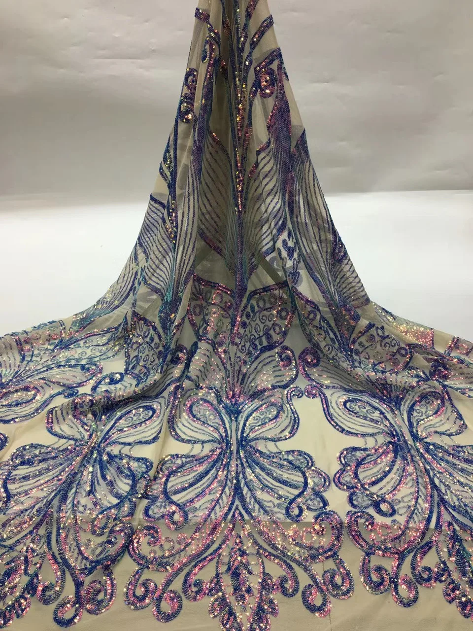 

African sequin lace fabric 2021 high quality lace French mesh lace fabric bridal gown Nigeria lace fabric XX39051