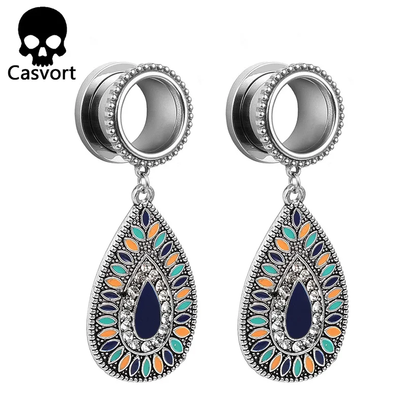 silver 1 Casvort новые спиральные длинные в форме слезы беруши пирсинг ювелирные изделия для тела из нержавеющей стали ушные Датчики Тоннели носилки - Окраска металла: silver 1