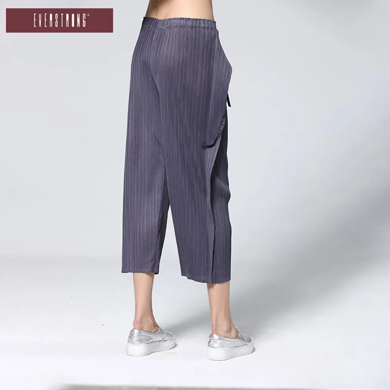 Miyake Pleated Trousers New Pure-color Elastic High Waist Pleated Pants