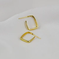 s925 sterling silver high end french earrings simple and cold style temperament short geometric square earrings