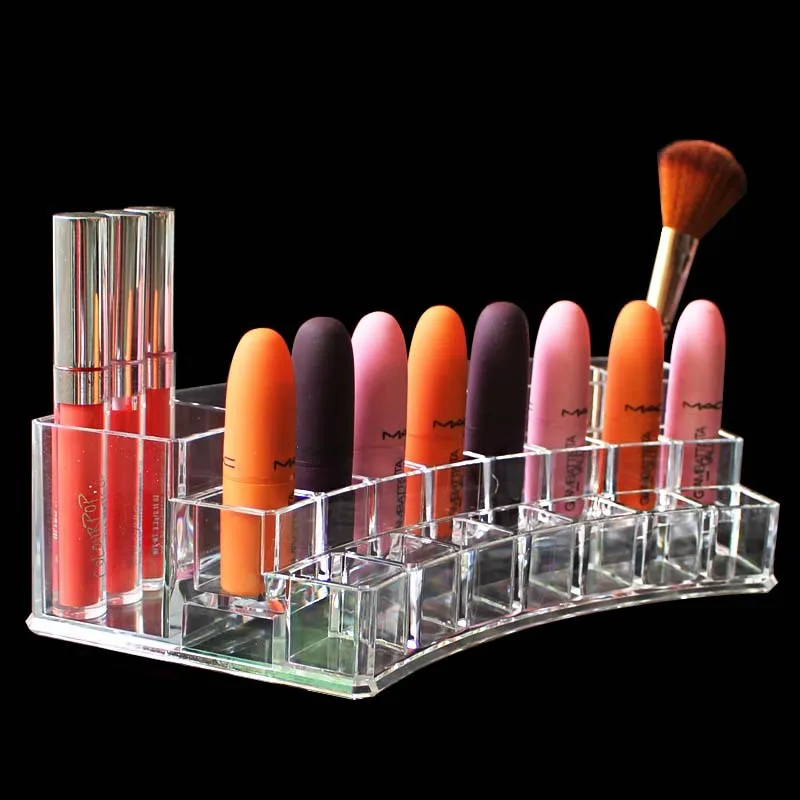 Прозрачный акриловый держатель для помады 19 ячеек органайзер макияжа коробка