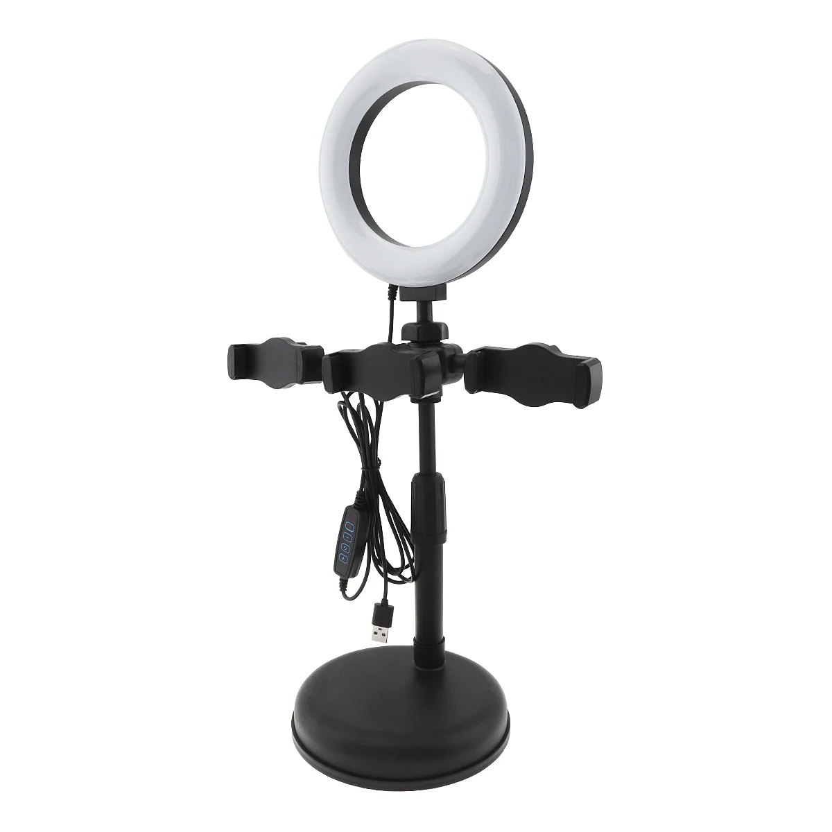 6 Inch 16cm LED Selfie Ring Light with Desktop Stand 3pcs Mobile Phone Clips Holder 3000-5800K Fill Light for Live Photo Video