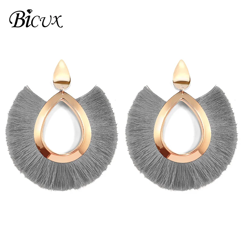 Женские богемные серьги-подвески BICUX крупные серьги ручной работы с кисточками и