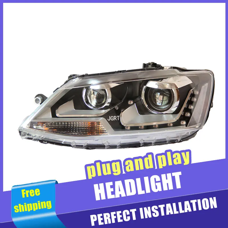 

2PCS Car Style LED headlights for VW Jetta 2011-2014 for Jetta head lamp LED DRL Lens Double Beam H7 HID Xenon bi xenon lens