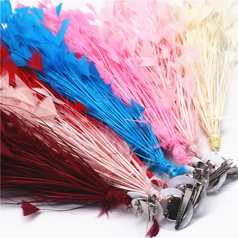 Пушистые перья индейки цветок для головных уборов 28-30 см розовые рукоделия