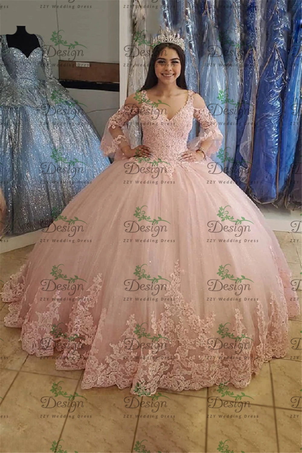 

Excellent Nude Pink Tulle Off The Shoulder Ball Gown Vestidos De Fiesta 15 Dresses Vintages Appliqued Sweet 16 Dresses Quinceane