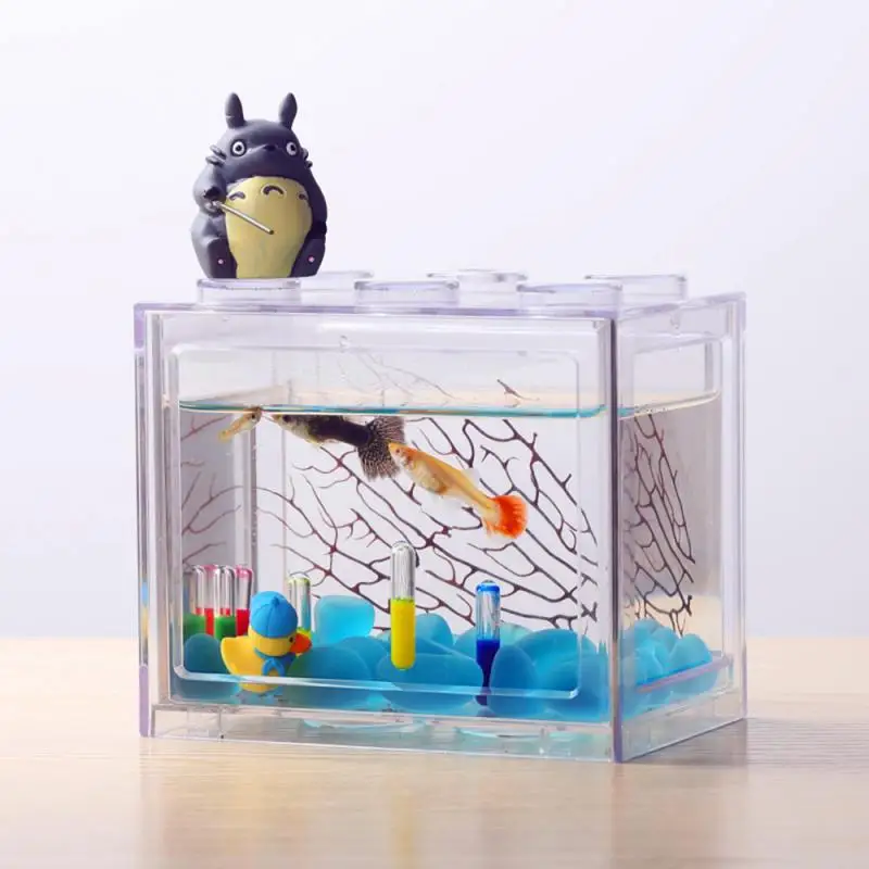 Mini Aquarium Building Block Fish Tank Stackable Blocks Ecological Spider Ant Small Reptile Pet Box | Дом и сад