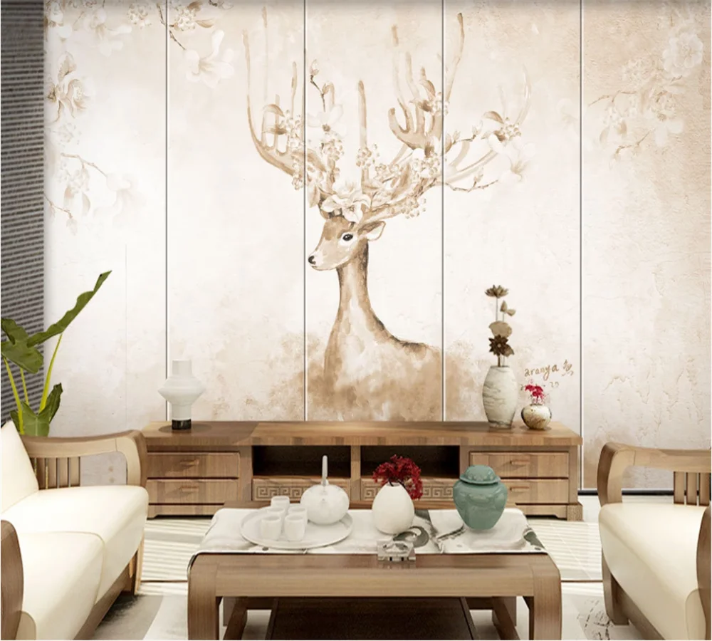 Пользовательские обои 3d фото для детской комнаты ручная роспись акварель Лось