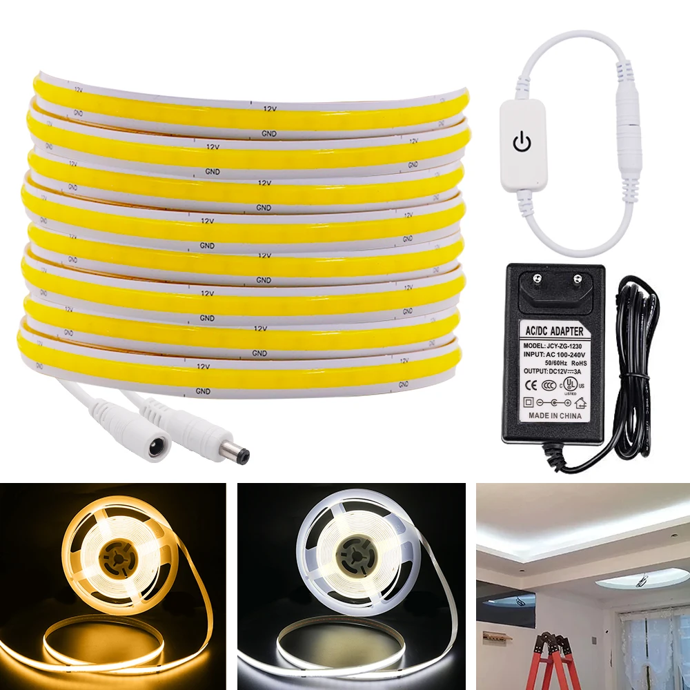 

Dimmable COB LED Strip 320 384 528 LEDs High Density FOB Soft Led Tape 3000K 4000K 6000K RA90 Led Lights Linear 1m 2m 3m 4m 5m