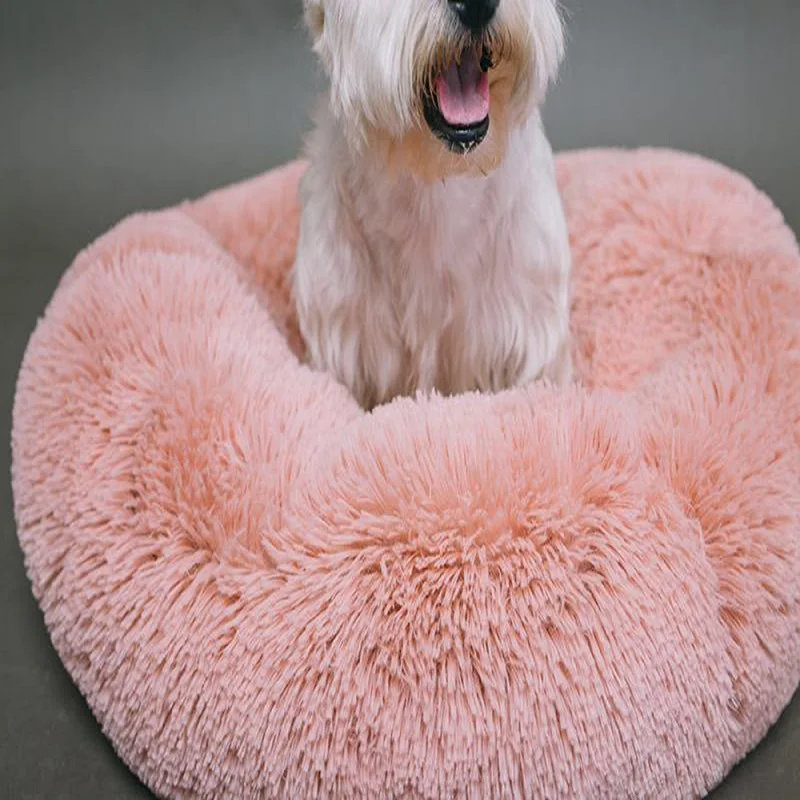 

Super Soft Pet Bed Kennel Dog Round Cat Winter Warm Sleeping Bag Long Plush Large Puppy Cushion Mat Portable Cat Supplies