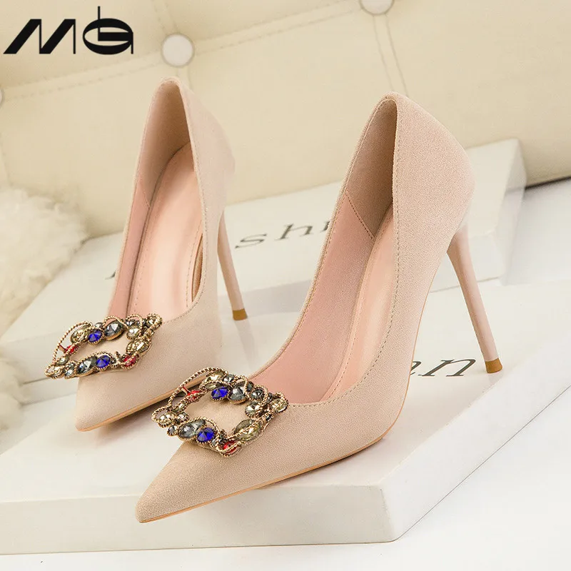 Туфли лодочки женские на высоком каблуке пикантные свадебные туфли с блестками