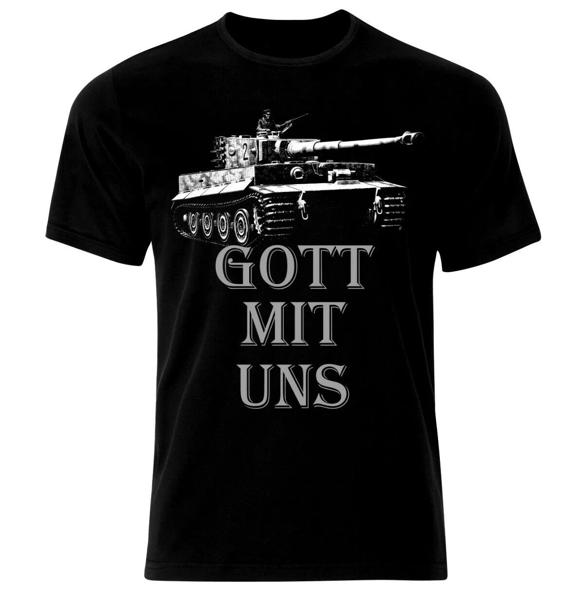 

Gott Mit Uns Tiger German Army Tank Panzer WW2 Summer Cotton O-neck Short Sleeve T-Shirt