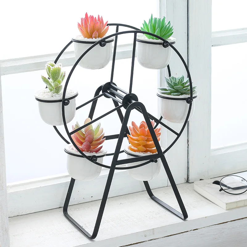 Simple and creative Ferris wheel iron multi meat flowerpot manual welding Nordic combination pot frame set | Дом и сад