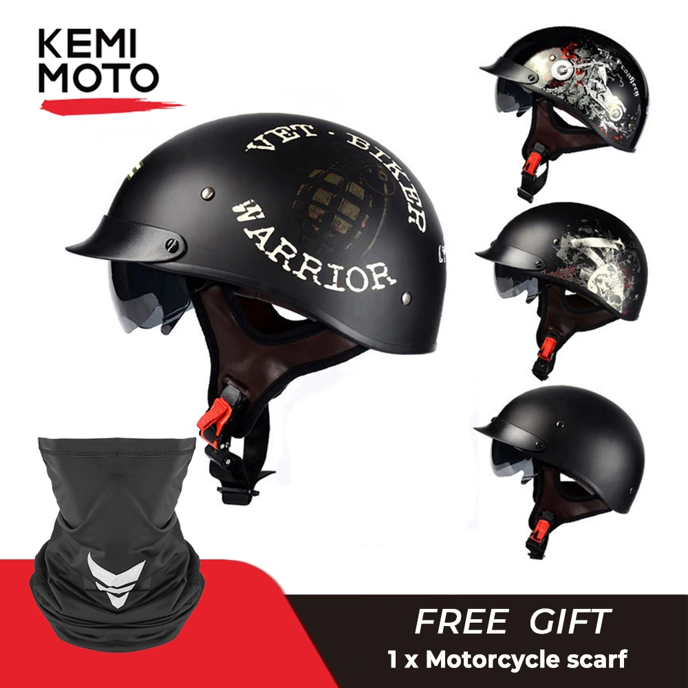 

Motorcycle Half Helmet Retro Motorcycle Helmet Adult Motorbike Scooter Vintage Half Face Biker Motorbike Crash Moto Helmet