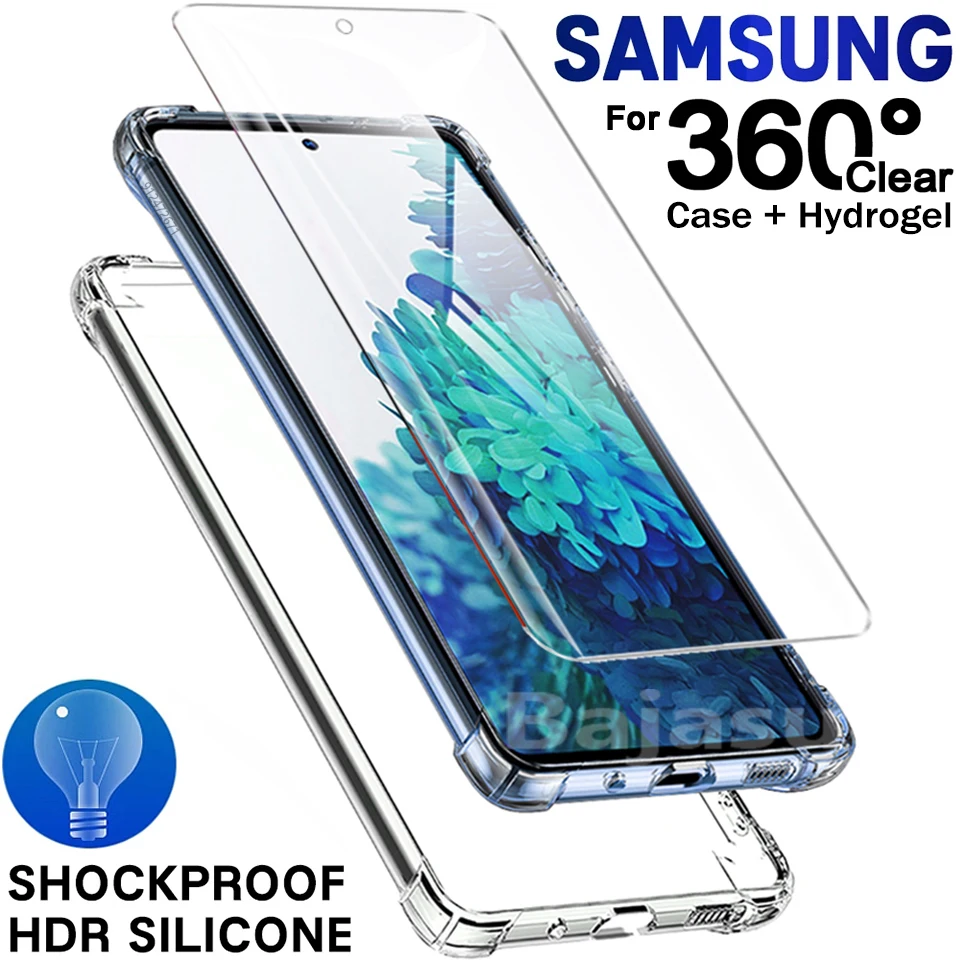 360 прозрачный силикон чехол для самсунг Samsung Galaxy S21 Ultra S20 Fe S8 S9 S10 Lite Note 20 10 Plus A12 A32 A52s