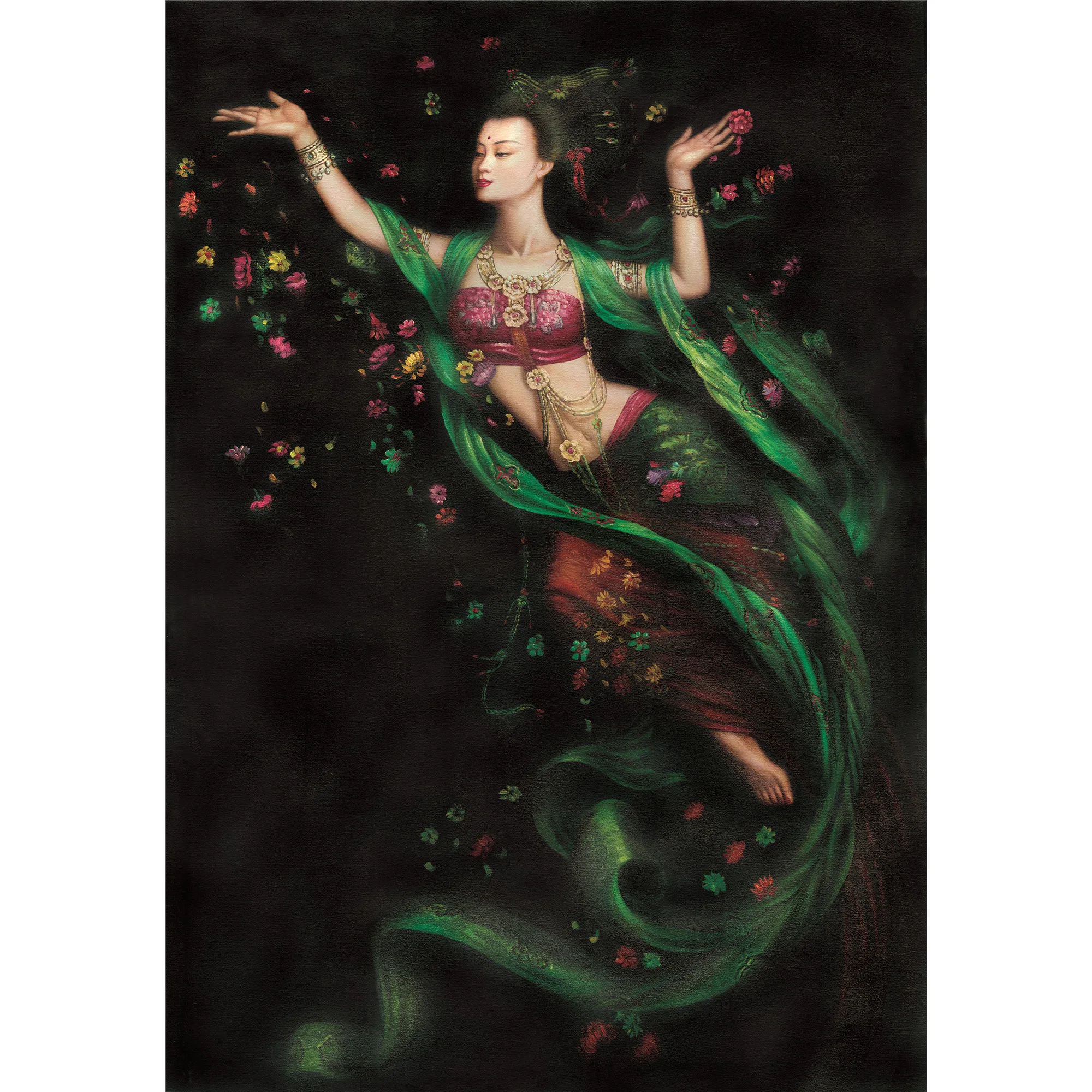 

Silk Scroll Hanging Artwork Painting,Chinese scroll painting landscape art ,home decoration picture - Flying Dunhuang Murals