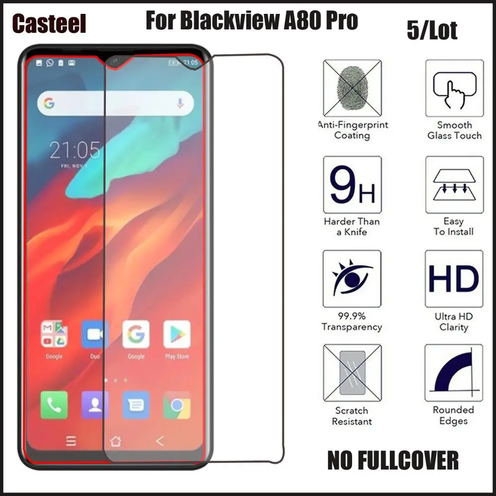 

5/lot 0.3mm 9H Premium 2.5D Curved Edge Tempered Glass For Blackview A80 Pro A55 Screen Protector Film