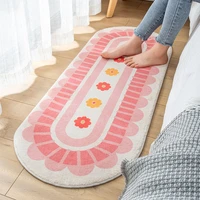 bedroom crystal velvet carpet bedside rug household flower print floor mat bathroom absorbent non slip rugs living room door mat