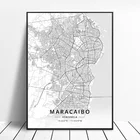 Черно-белые карты мира, макакас мамаракайбо, карта Венесуэлы, плакат, картина, искусство, холст, живопись для дома и офиса