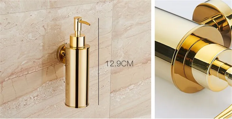 Liquid Soap Dispenser Hand Kitchen Sink Soap Container 304 Stainless Steel Gold Bathroom Shampoo Holder Wall Mounted Bottle