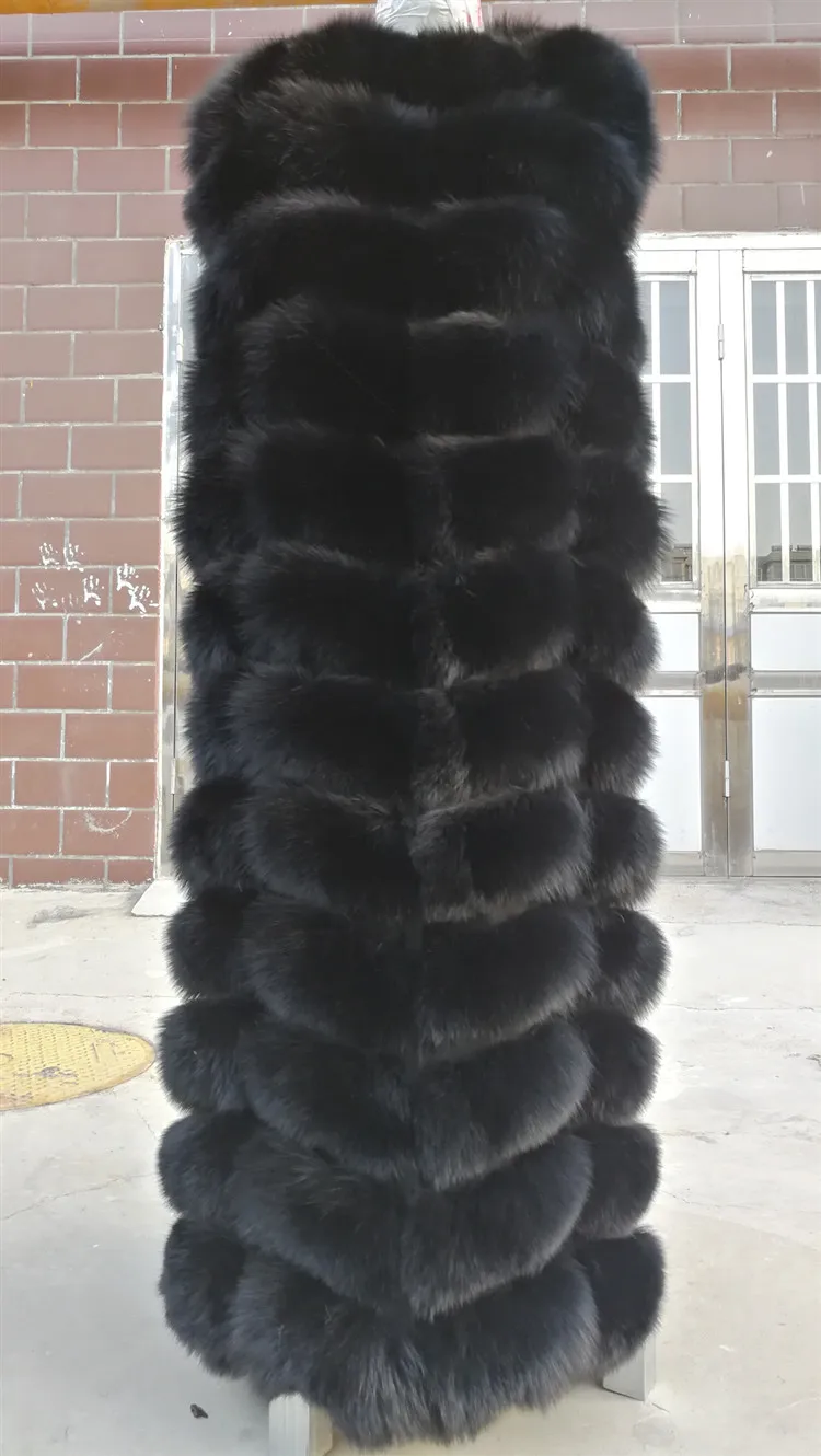 black-130cm-better Женский жилет из натурального меха черной лисы, жилет с натуральным мехом, натуральный китайский жилет длинного размера плюс, настоящая цена на зиму - Цвет: black-130cm-better