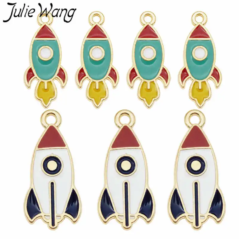 Julie Wang 8 шт. эмалевое пространство ракета шармы авиационный золотой тон ожерелье