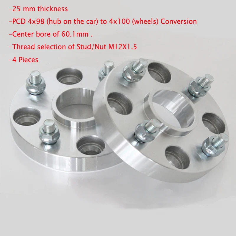 

4Pcs 4x98 to 4x100 60.1CB Conversion Hub Centric Wheel Flange Spacers Adapters