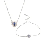 2021 простой крест диск крест браслет ожерелье из стерлингового серебра 925 пробы ювелирные изделия круглый синий крест AAA Cz проложили ювелирные наборы