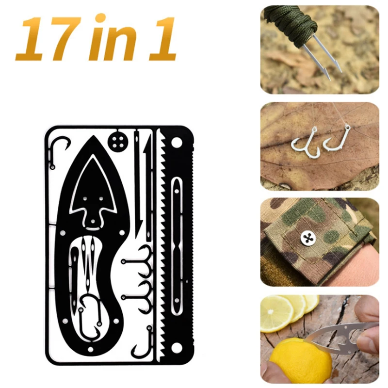 

17 In 1 Fishing Gear Card Multi-Tool Camping Survival Tools Hunting Survival EDC