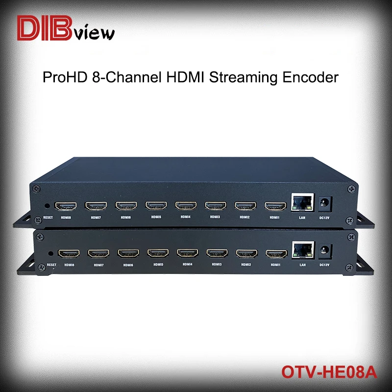 Dibview 8ch HDMI-compatible SRT Video Encoder to Ip H.264 H.265 IPTV MPEG4 RTSP HLS RTMPS HD Live Stream Facebook youtube
