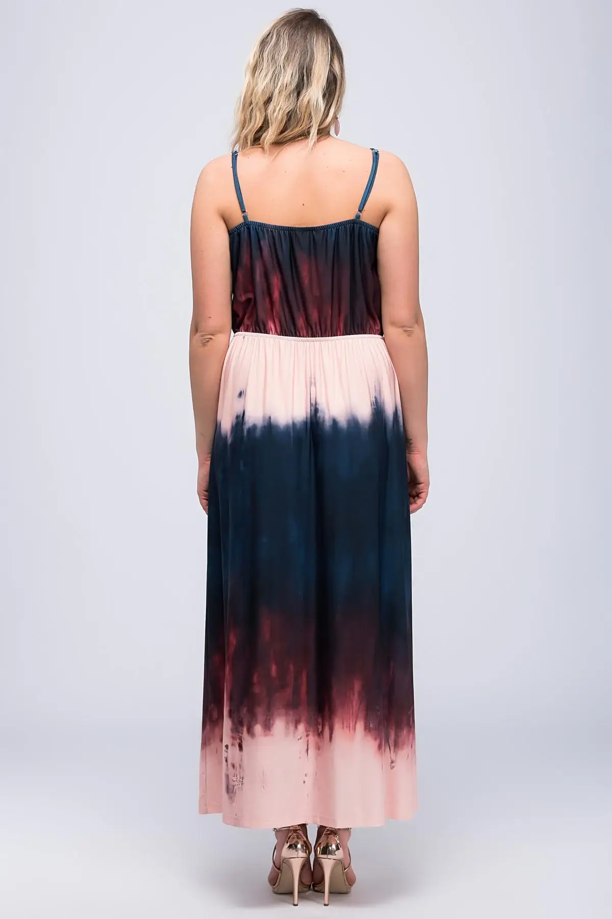 Без текстильные Для женщин 'S Темно-синие вареный узор платье на бретелях 65N11536 |