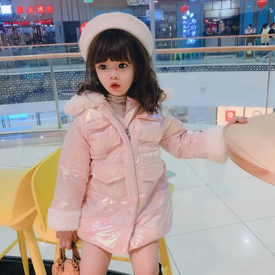 Зимние новые теплые хлопковые пальто для девочек Новинка 2019 года утепленные