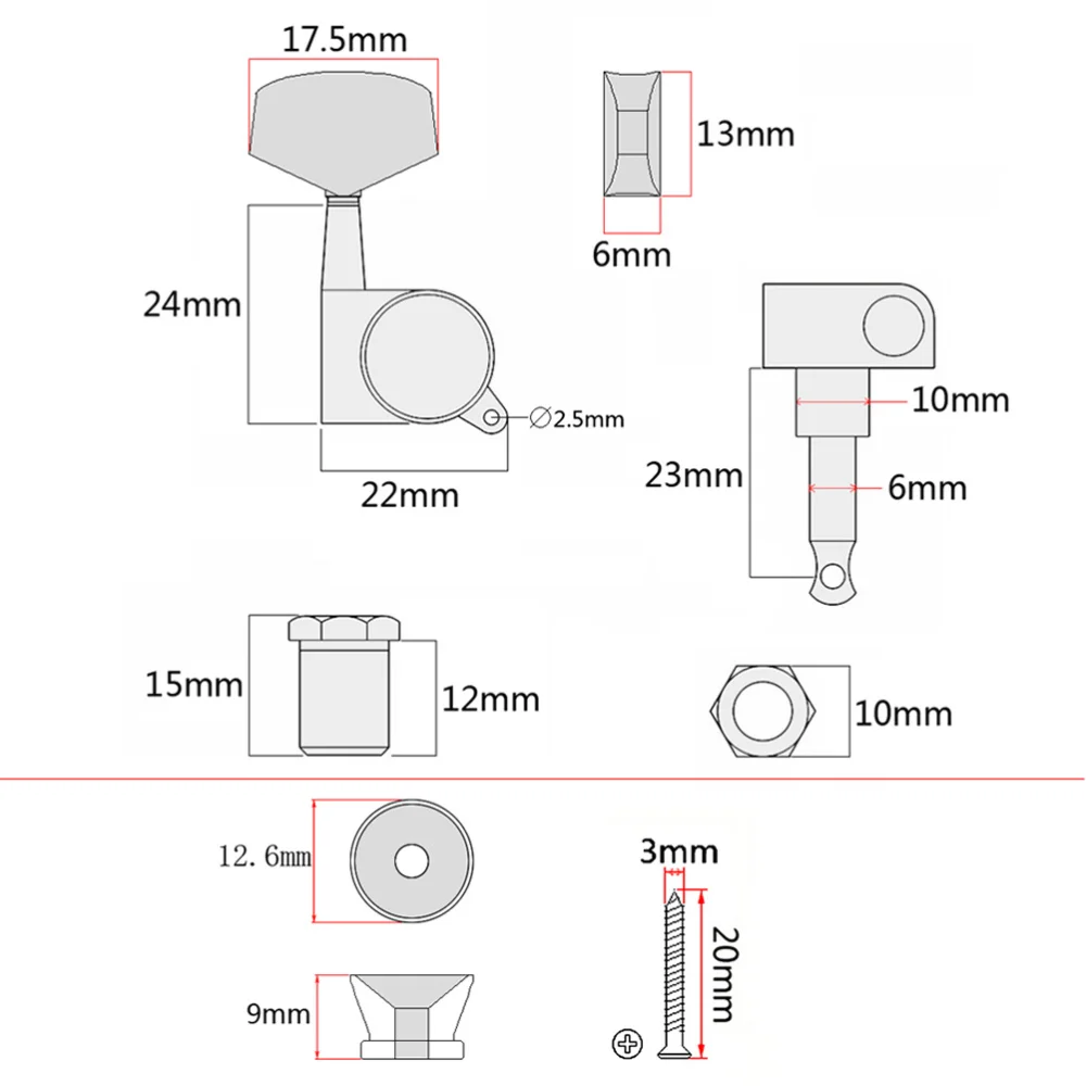 

DIY Electric Guitar Kit Bridge System ST Style Full Accessories Kit (White)