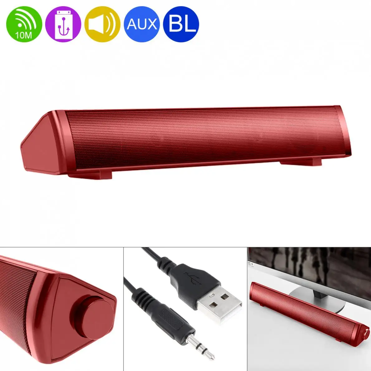 

SADA Bluetooth-compatible Soundbars Speaker Mobile Phone Computer Strip Speaker with 2 Speakers Units and Stereo Surround Sound