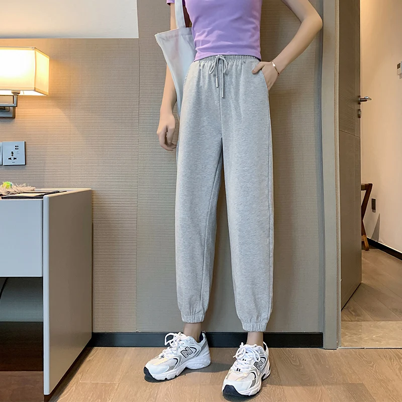 

Trendy Brand Casual Sports Pants Women's Spring and Autumn Thin Loose High Waist Slimming Versatile Ankle-Tied Harem Sweatpants