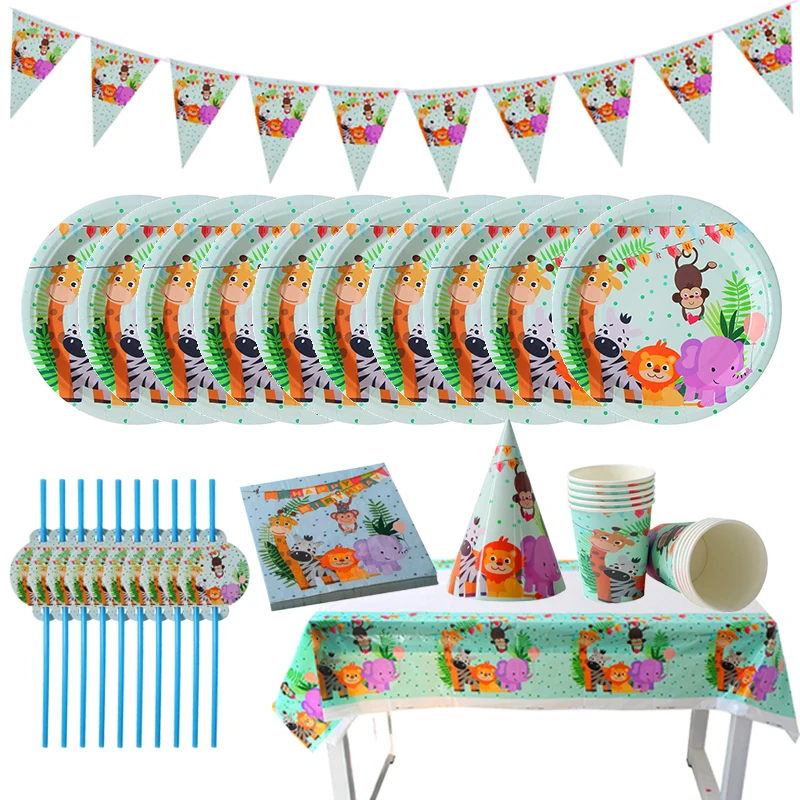 Джунгли вечерние украшения одноразовая посуда наборы для вечеринки в стиле