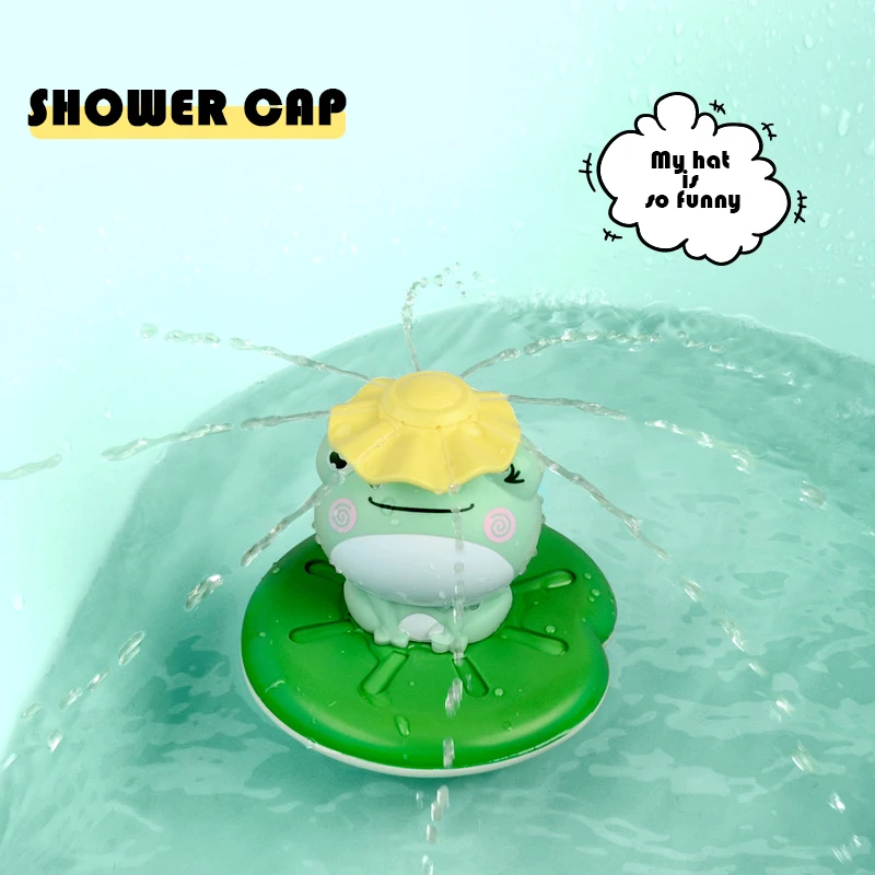 baby bath toys electric spray water floating rotation green forg sprinkler toy shower game for children kid swimming bathroom free global shipping