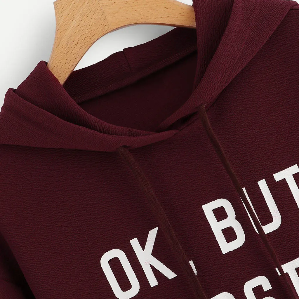 

New Women Sweatshirt 2019 Womens Autumn Long Sleeve Hoodie Sweatshirt Letters Hooded Pullover Tops Blouse