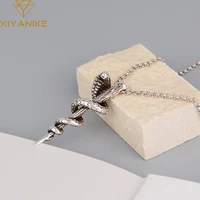 xiyanike silver color hot sale punk cobra scepter necklace for women ins korea style temperament party jewelry on neck