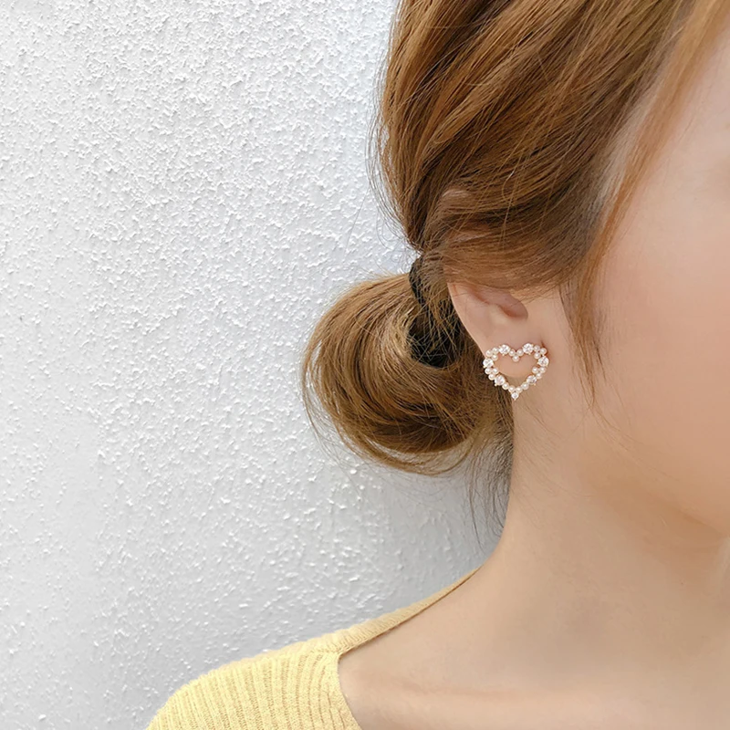 Новые корейские полые серьги Стразы со стразами звезда любовь сердце гвоздики